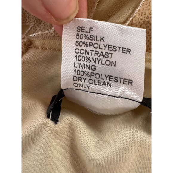 Tadashi Shoji Gold Sequin & Bead Embellished Sleeveless Dress Size 6 NWT - Picture 6 of 16